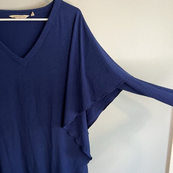 Soft Surroundings Marla Dress Womens Sz M Lagonlook Blue Knit V-Neck Midi Blue - Picture 3 of 12